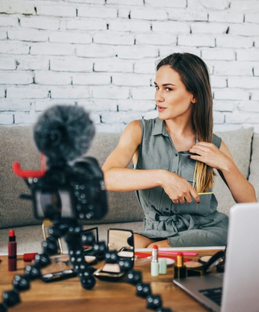 User Generated Content creator reviewing products